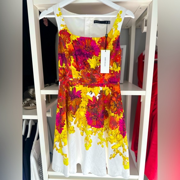 Karen Millen Bright Floral A-Line Cotton Dress Size 6 - Picture 4 of 6